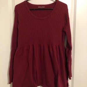 Jessica London Maroon Ribbed Baby Doll Tunic Sweater. Size 18/20.